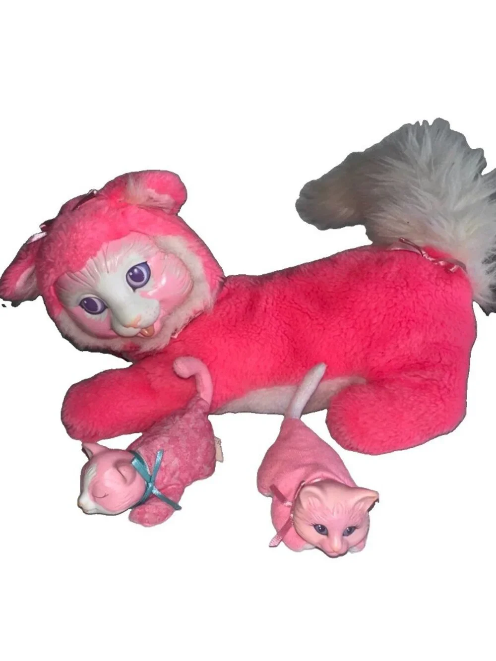 Hasbro Kitty Surprise Pink Plush Cat with 2 Kittens 1992 Vintage Rare 8825